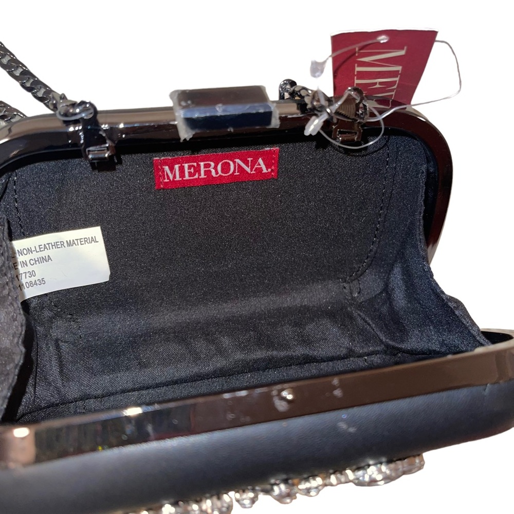 Merona Evening Bag Hard Shell Rhinestone Embellished Crossbody New With Tags - Picture 8 of 8